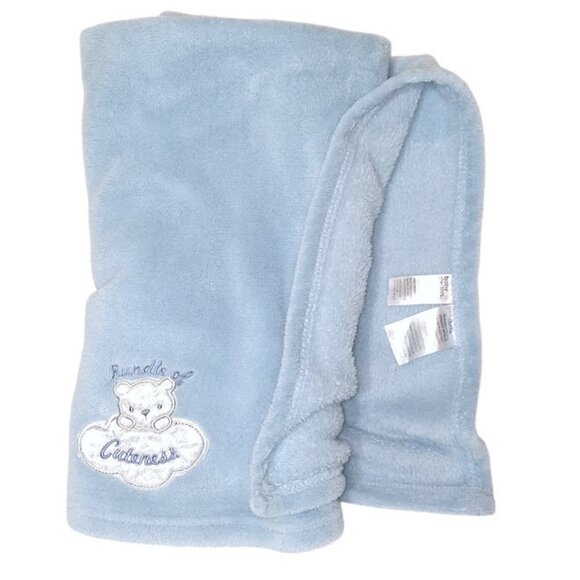 2015 Baby Starters Bundle Of Cuteness Bear Blue Security Lovey Blanket 33" X 30" - Picture 2 of 5